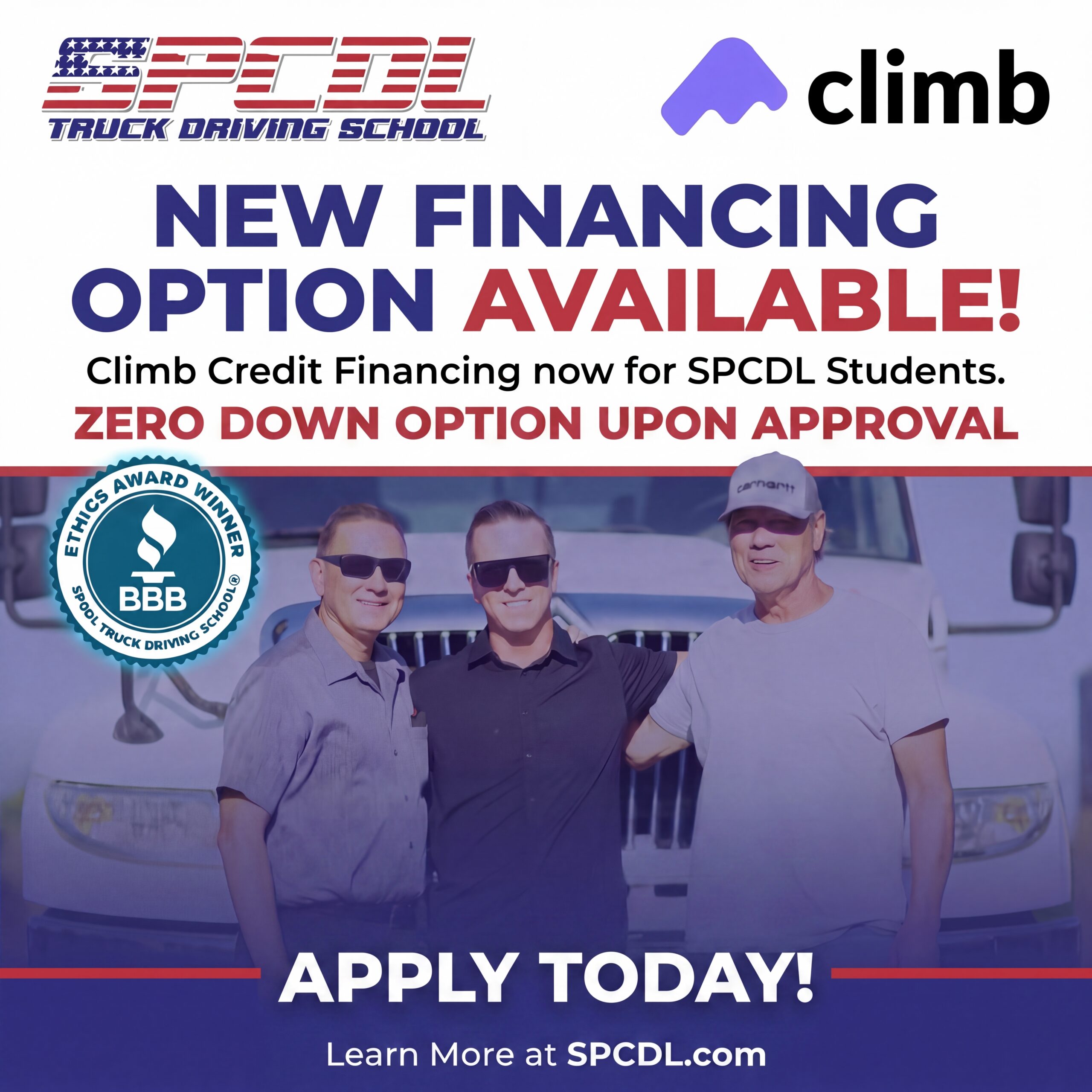ZERO DOWN OPTION, Upon Approval. Fast Decision in 5 Minutes by Applying Now. CDL Classes Online from Home, then 2 Days of Driving 1-on-1.